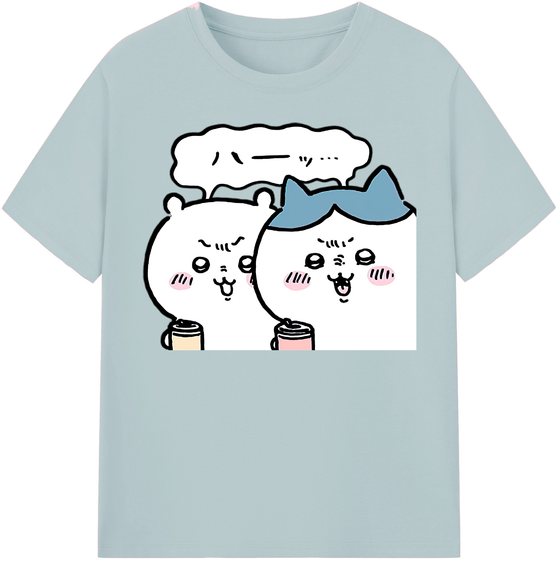 （画像用） ちいかわ ハチワレ Chii-kawa hachiware 綿100％半袖Tシャツ（フロントプリント）